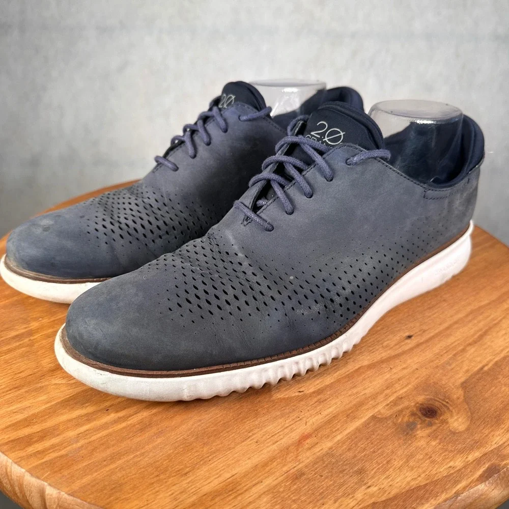 Cole Haan 2.ZeroGrand Oxford Mens 12 Navy Good Laser Wingtip C23806